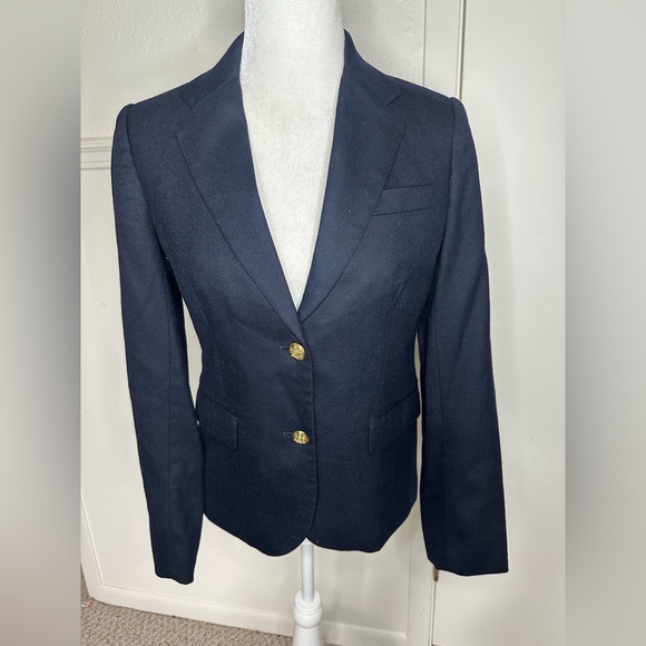 J. Crew Navy Blue and Gold buttons Blazer size 4 - Picture 1 of 9